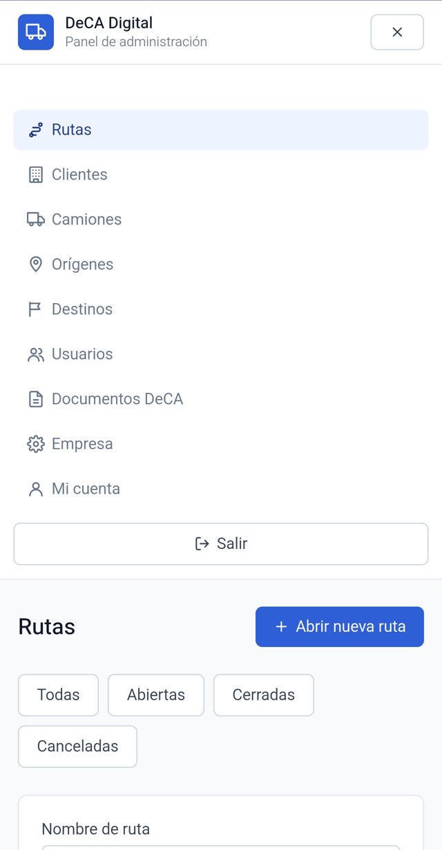 Panel de administración de la aplicación de transporte desarrollada por IAFIDI